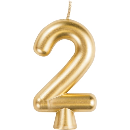 Creative Converting Gold Number 2 Candle, 1.5"x2.75", 12PK 339955